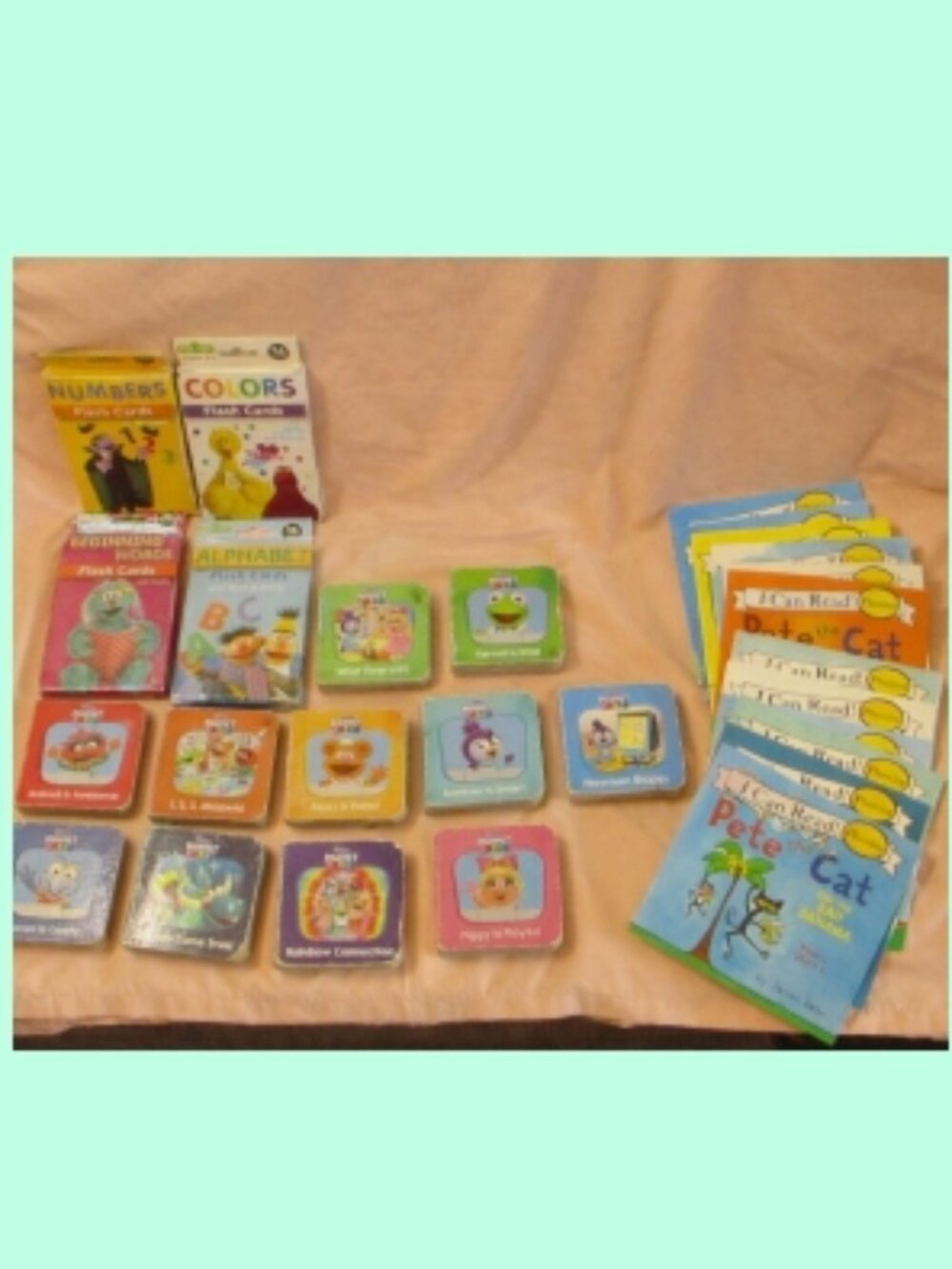 Educational Learning Sesame Street Flashcards Pete the Cat & Muppets Books Set